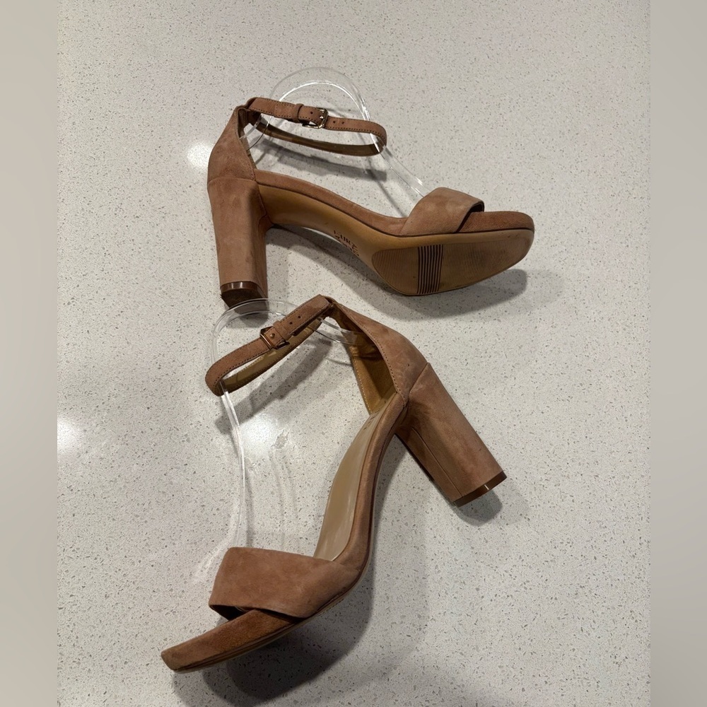 Tan Suede Heeled Sandals, size 9.5W - Picture 4 of 8